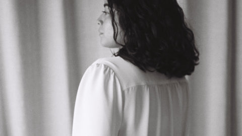 Silk Trench/Shirtdress in ivory, close up view